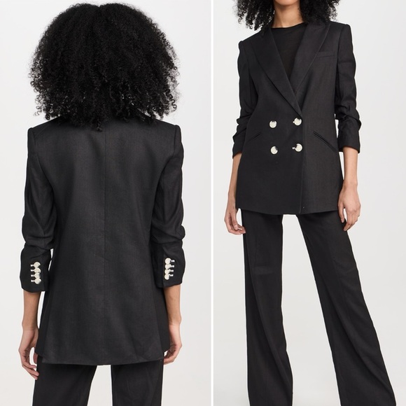 Veronica Beard Kiernan Linen Blend Dickey Blazer Jacket Black Size 0 - Picture 12 of 15